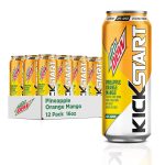 Mountain Dew Kickstart， Pineapple Orange Mango， 90mg Caffeine， Vitamins B & C， 80 Calories， 10% Juice， 16 fl oz (12 Count)